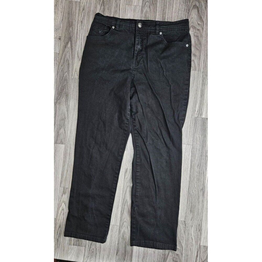 (3/$35) Gloria Vanderbilt Size 12 Petite Straight Leg Pockets Black Denim Jeans